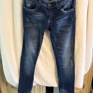 Red Rivet Dark Blue Skinny Jeans